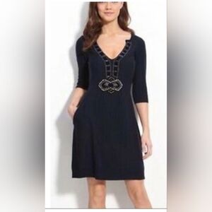 NWT Nanette Lepore Navy Blue Desiree merino wool dress size Medium